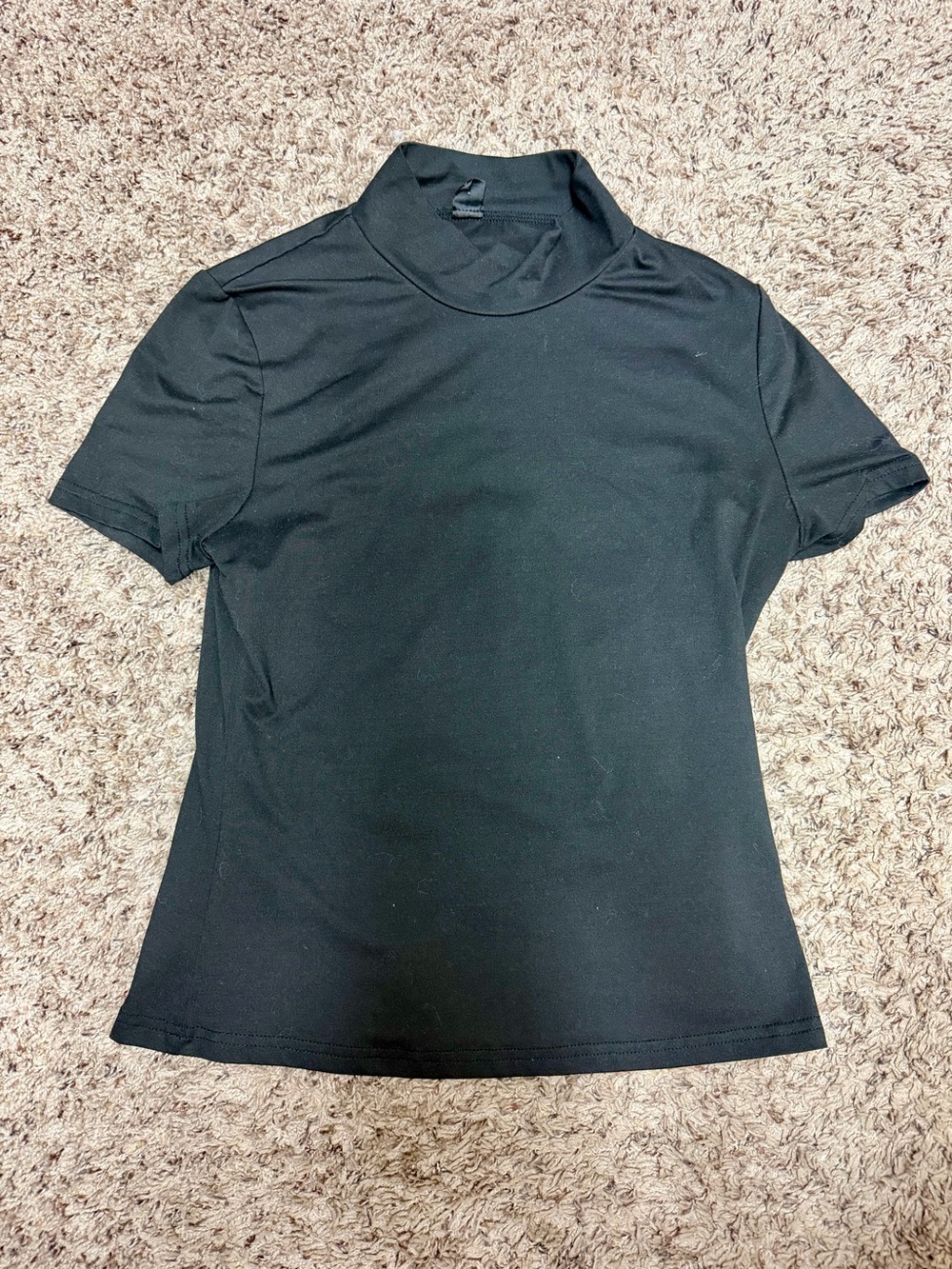 SHEIN Black Short-Sleeve Mock Neck Tee